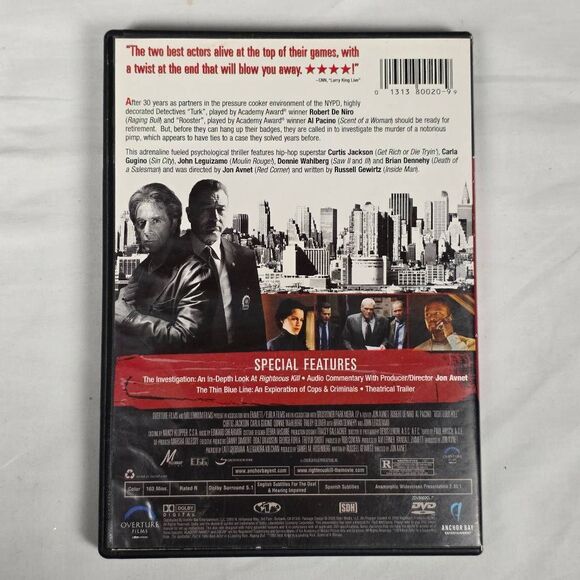 Righteous Kill (DVD, 2008) Robert De Niro, Al Pacino - Picture 3 of 3